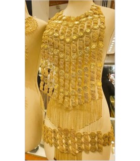 Gold Sequin Cutout Dress